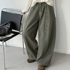High waist wide leg pants women loose casual trousers with belt cotton
