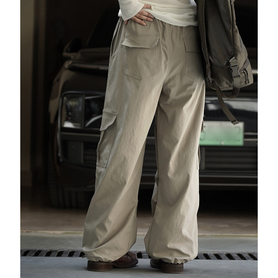 American street elastic drawstring cargo pants