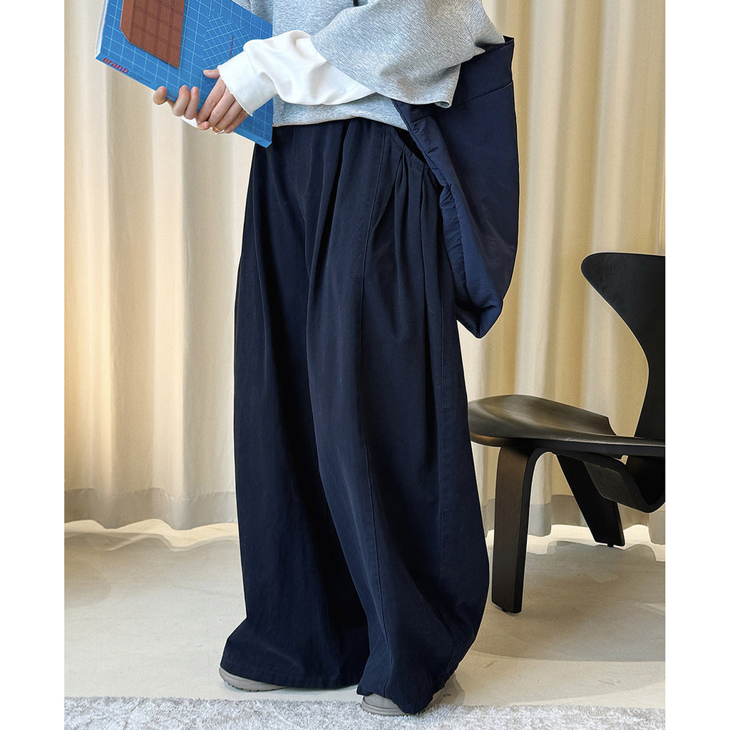 Retro washed casual slimming wide leg pants