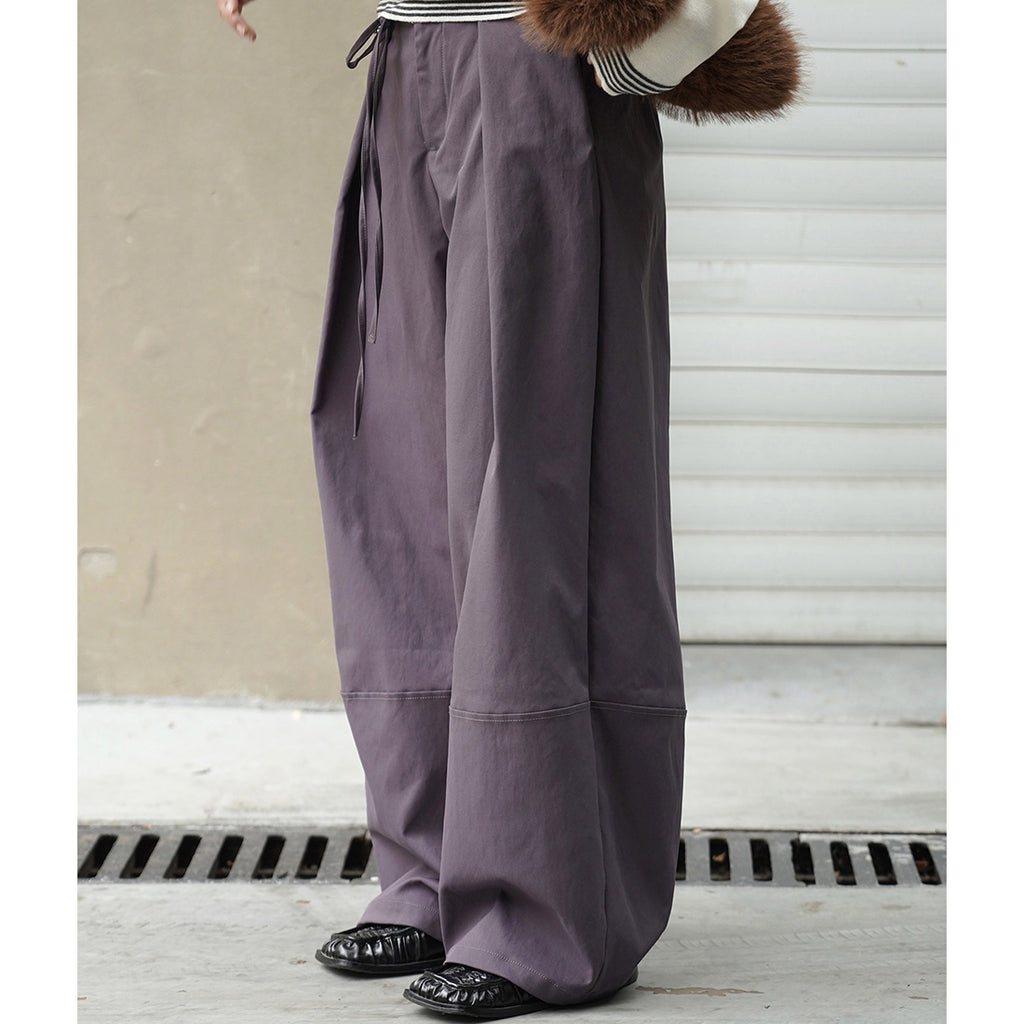 Retro high waisted pleated loose casual pants