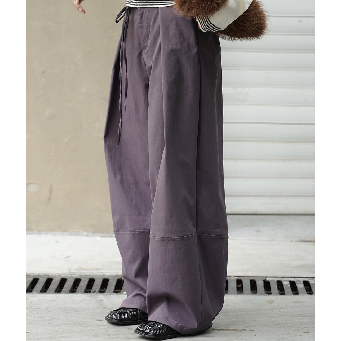 Retro high waisted pleated loose casual pants