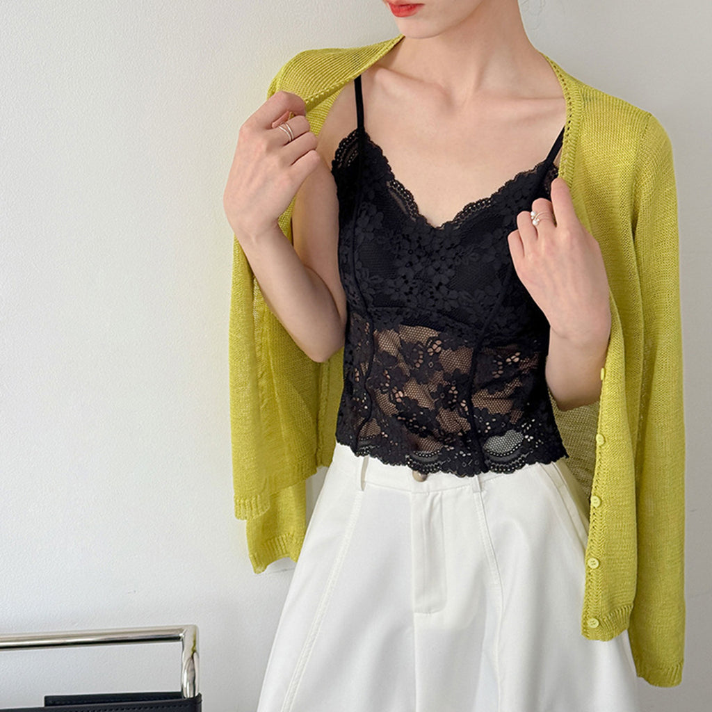Women’s Floral Lace Camisole with Built-in Bra
