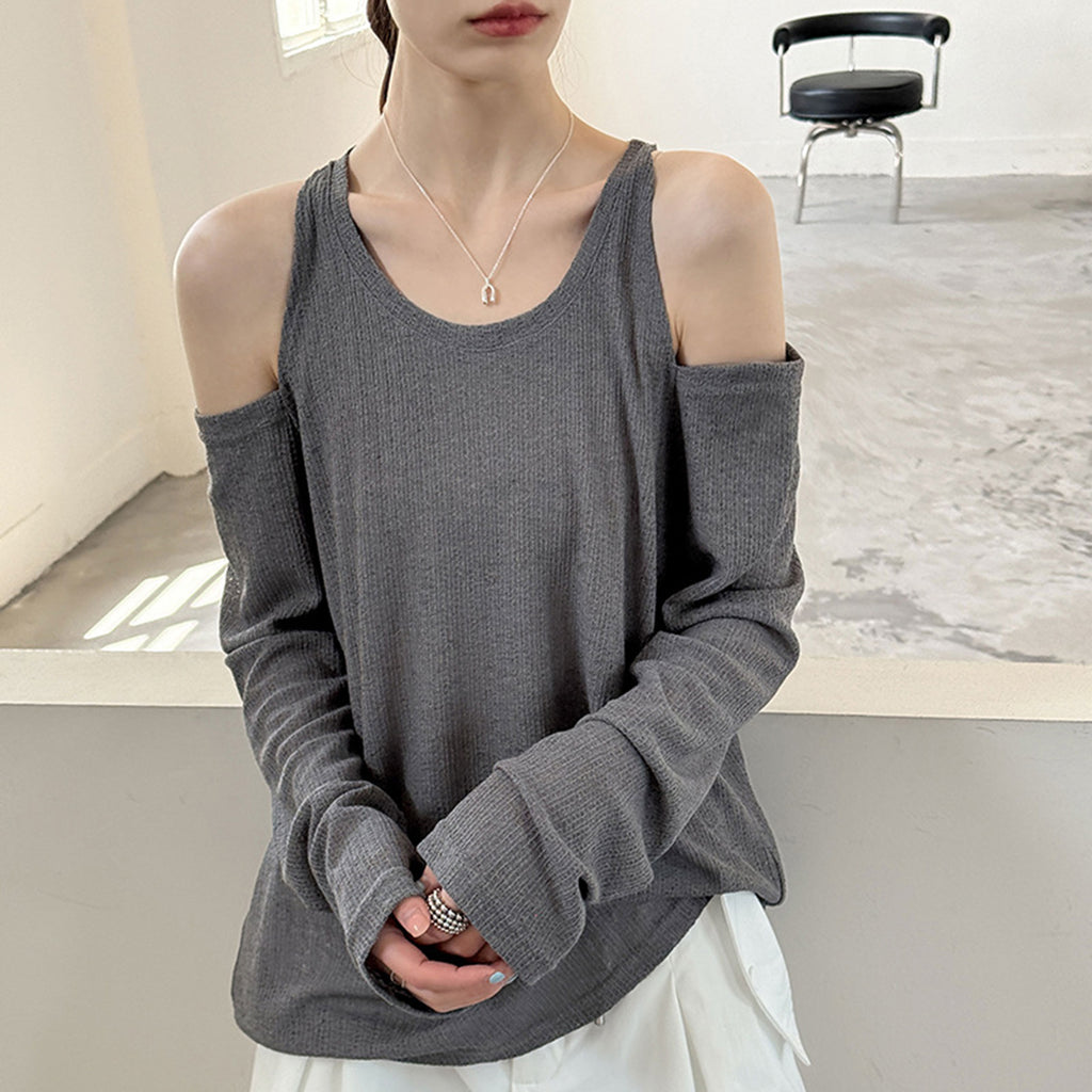 Women’s Off-Shoulder Knit Long-Sleeve Top