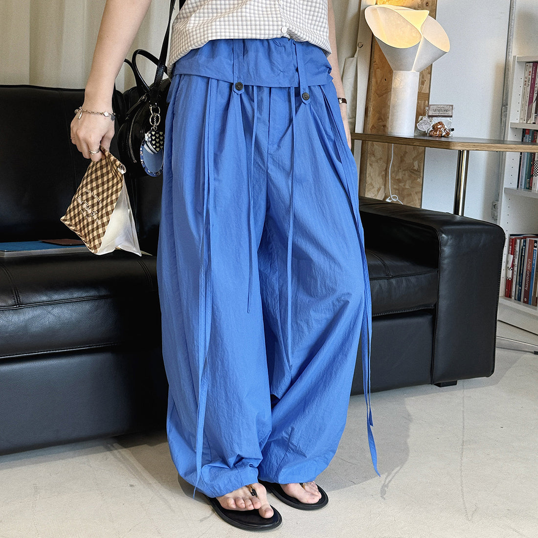 Women’s Japanese-Style Balloon Pants with Ruffled Waist