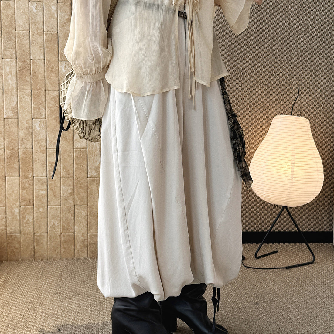 loose harem pants high waist lyocell wide leg pants draped casual baggy trousers