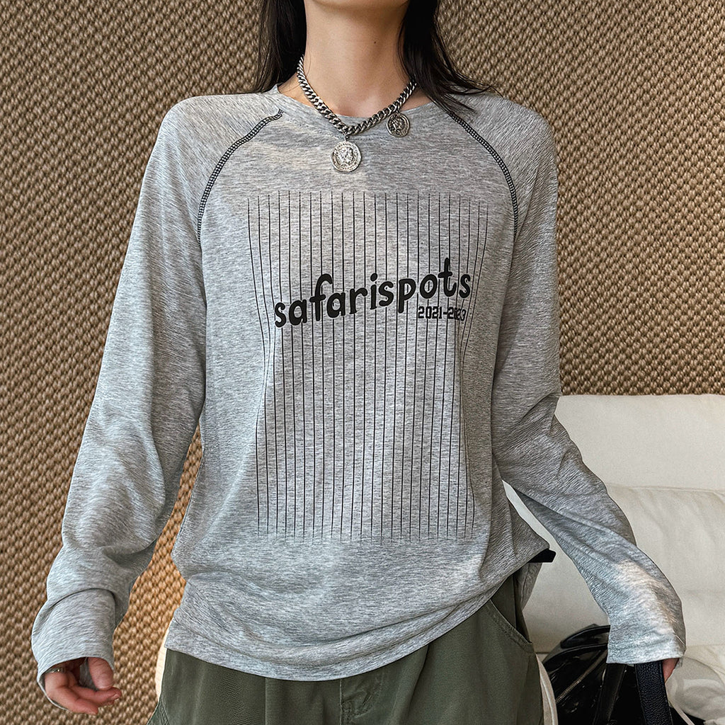 Striped contrasting letter printed T-shirt top