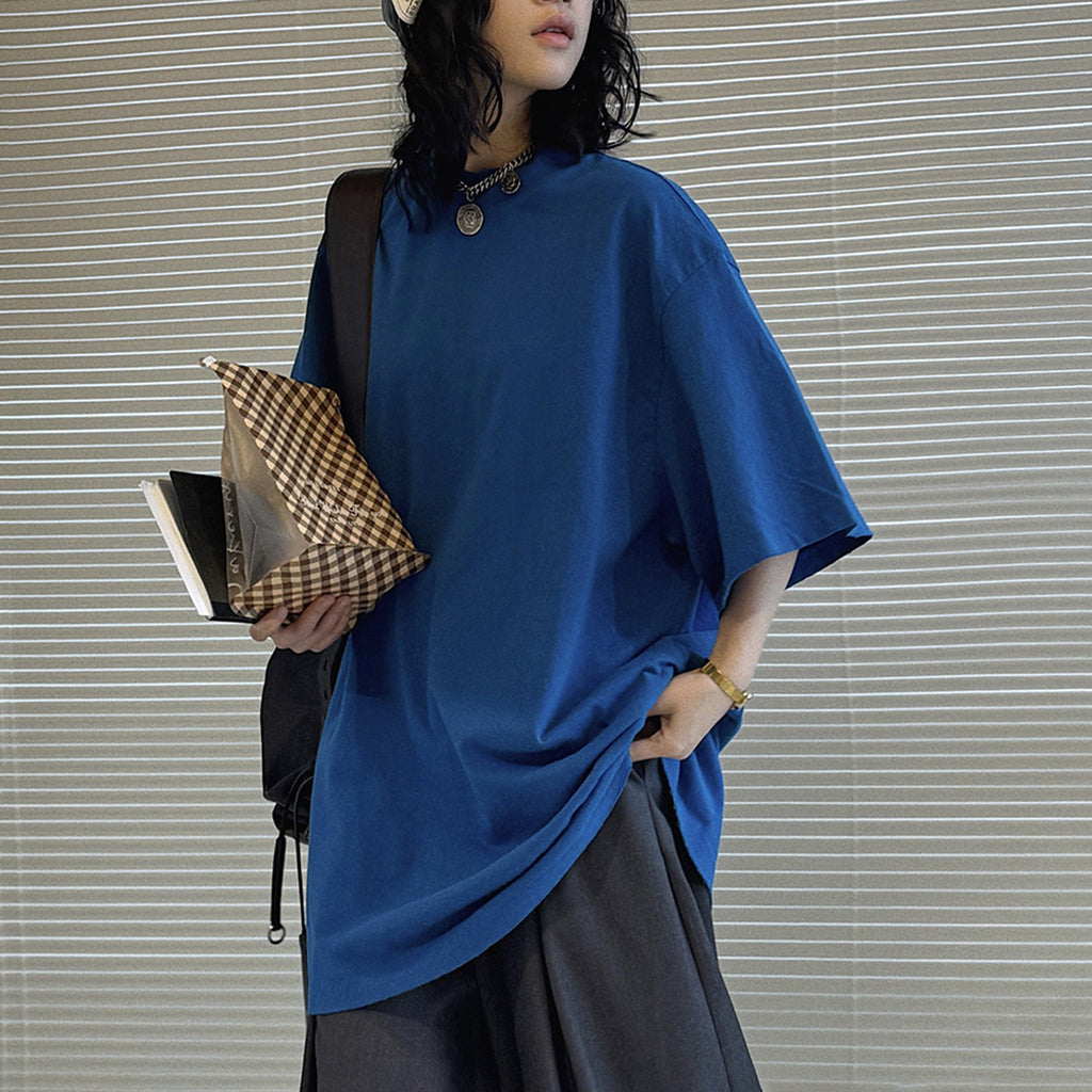 Loose fit round neck short sleeve oversized t shirt