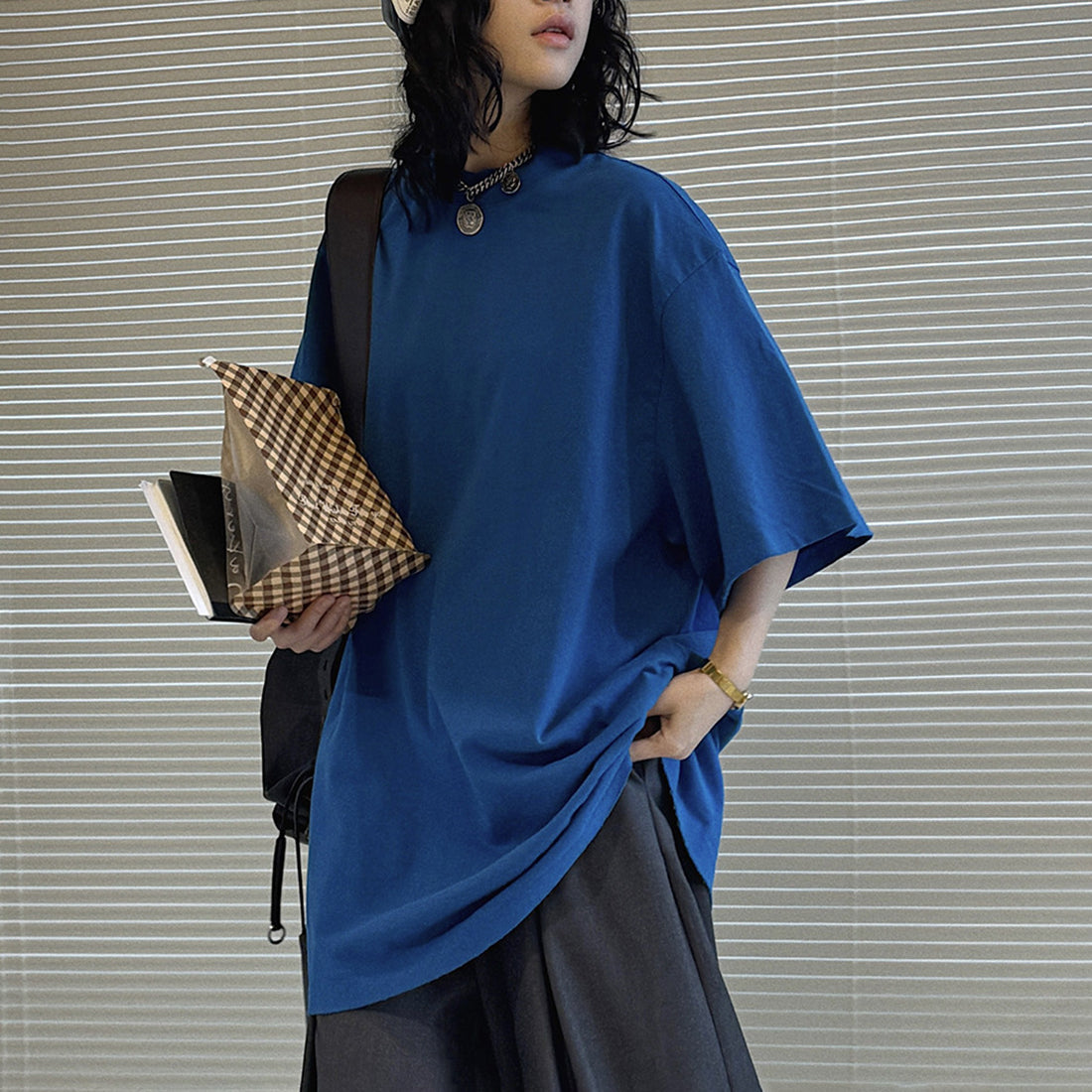 Loose fit round neck short sleeve oversized t shirt