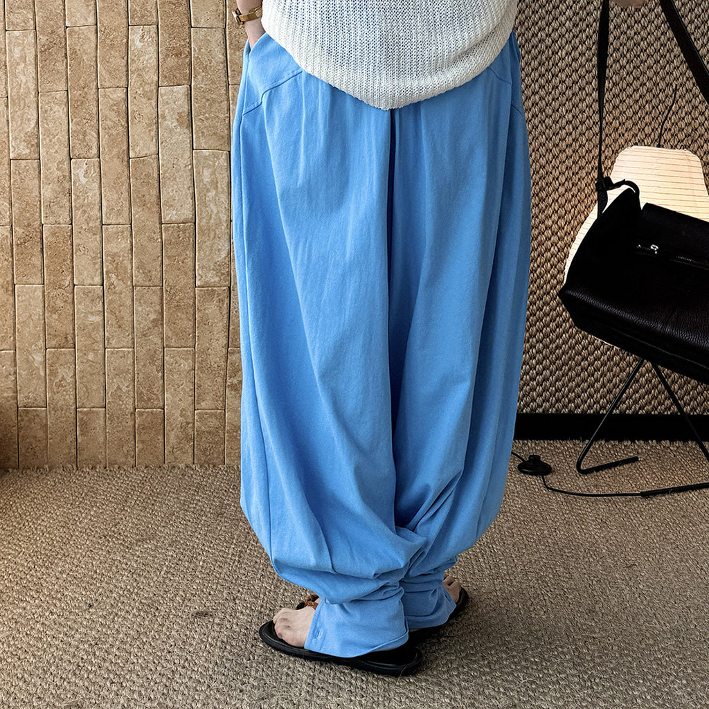 Loose fit high waist draped cuffed pants