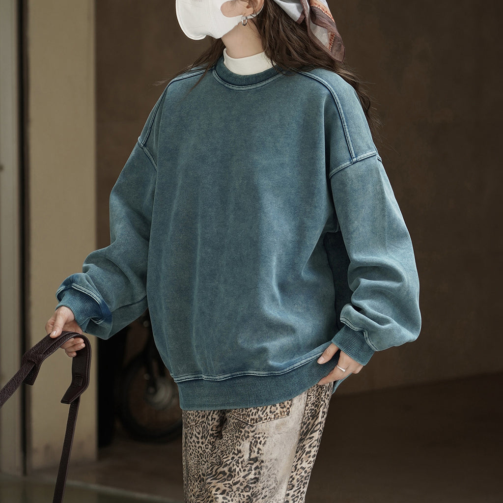Simple brushed silhouette pullover loose and comfortable sweatshirt