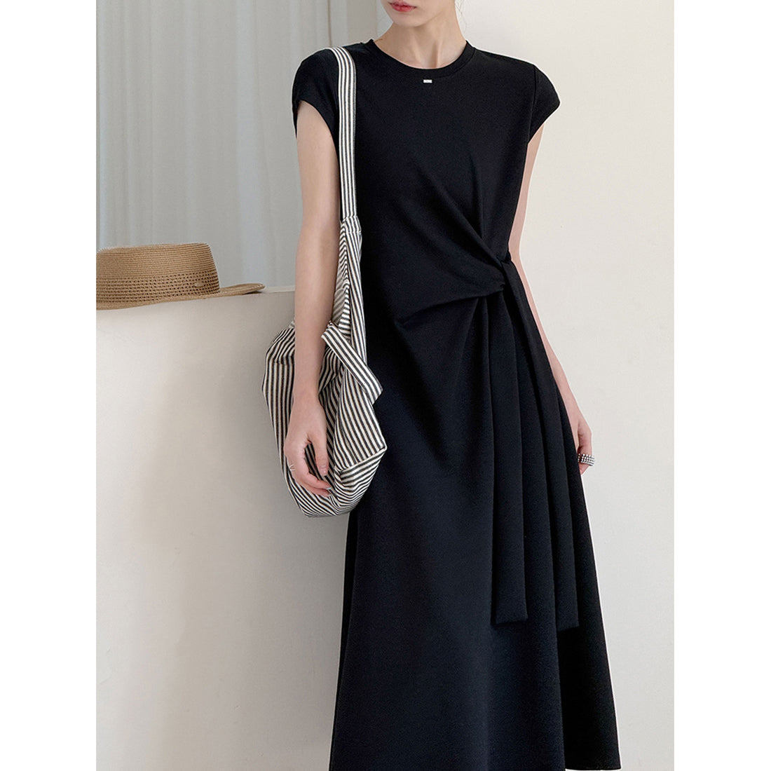 Women’s Knot-Waist Short-Sleeve Midi Dress