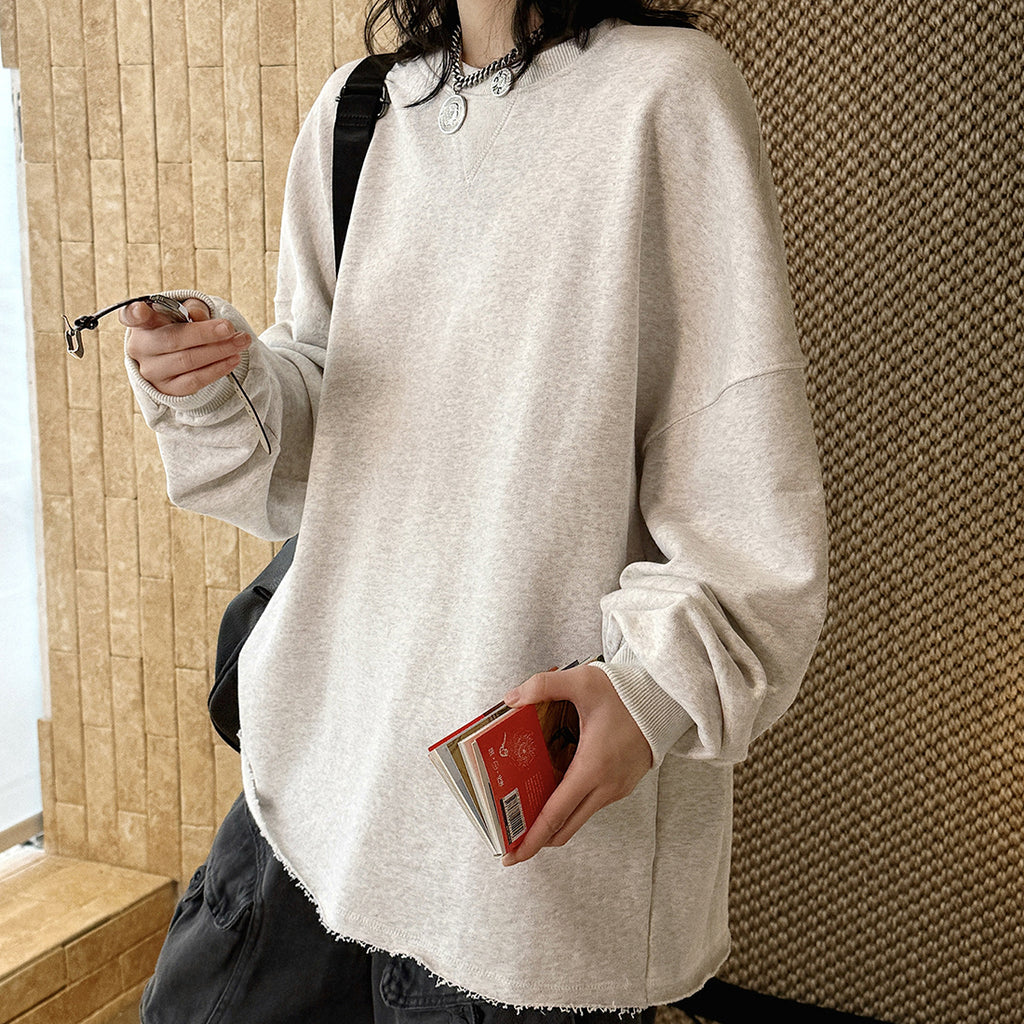 oversized long sleeve sweatshirt cotton loose fit crew neck pullover casual top