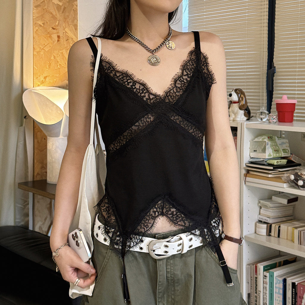 Women’s V-Neck Lace Deconstructed Camisole