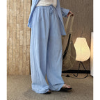 High Waist Cotton Linen Wide Leg Pants with Drawstring