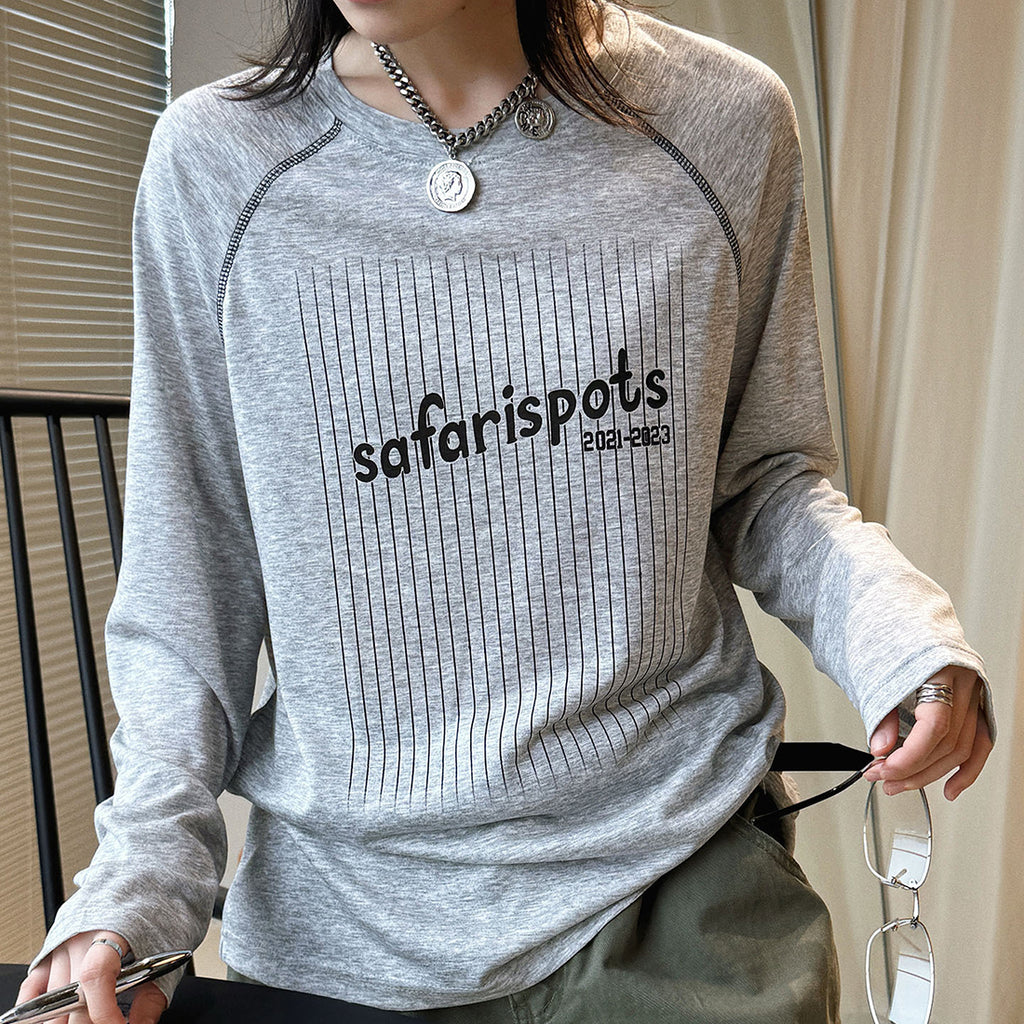 Striped contrasting letter printed T-shirt top