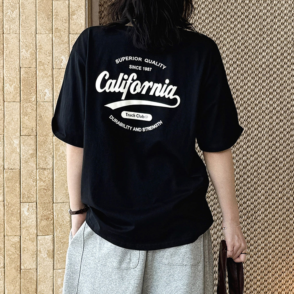 Women’s Oversized California Letter Print Cotton T-Shirt