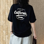 Women’s Oversized California Letter Print Cotton T-Shirt