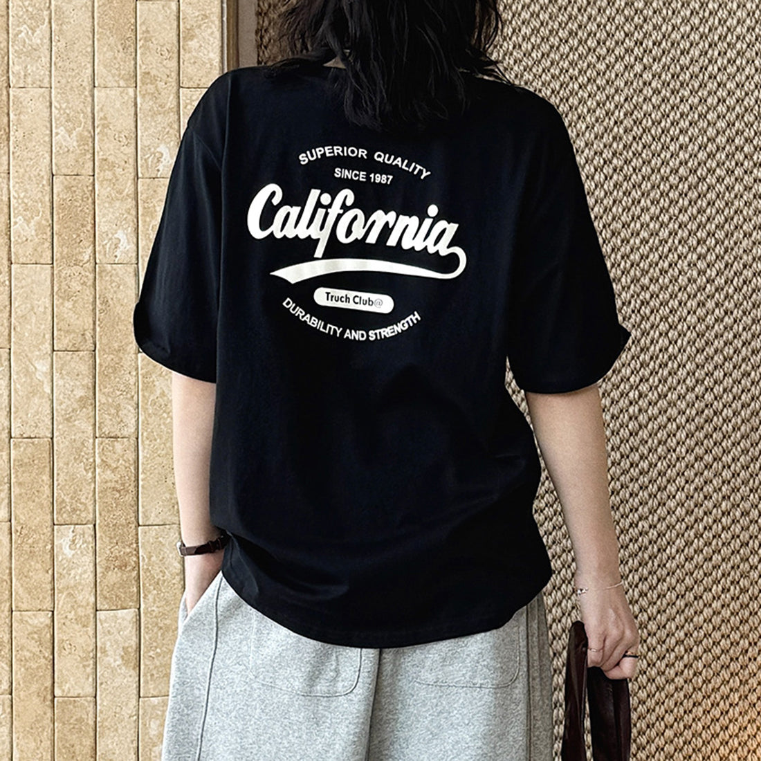 Women’s Oversized California Letter Print Cotton T-Shirt