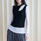 Fake two piece patchwork irregular vest tank top