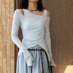 Women’s Asymmetric Cold Shoulder Long Sleeve Top
