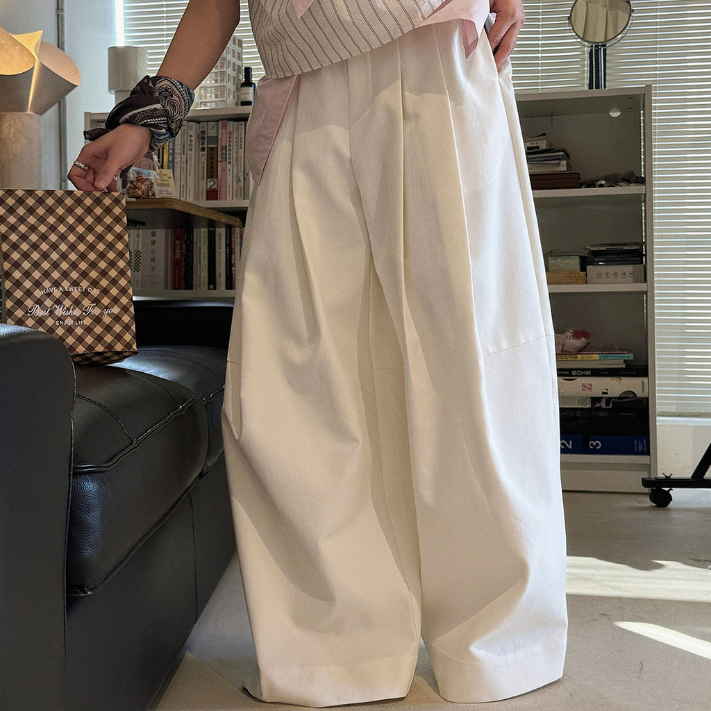 wide leg trousers women high waist loose draped straight pants
