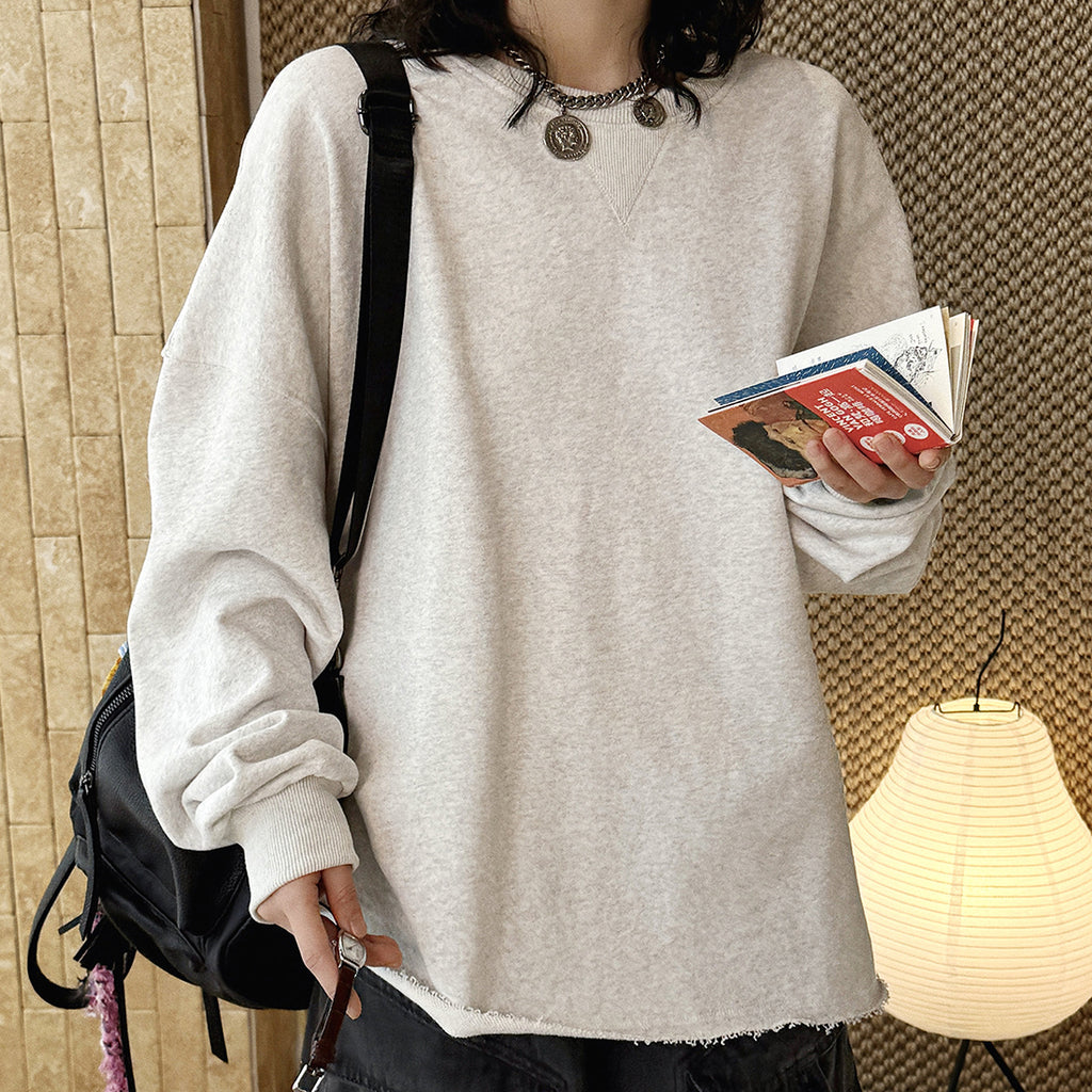 oversized long sleeve sweatshirt cotton loose fit crew neck pullover casual top