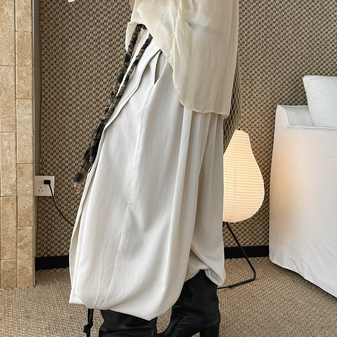 loose harem pants high waist lyocell wide leg pants draped casual baggy trousers