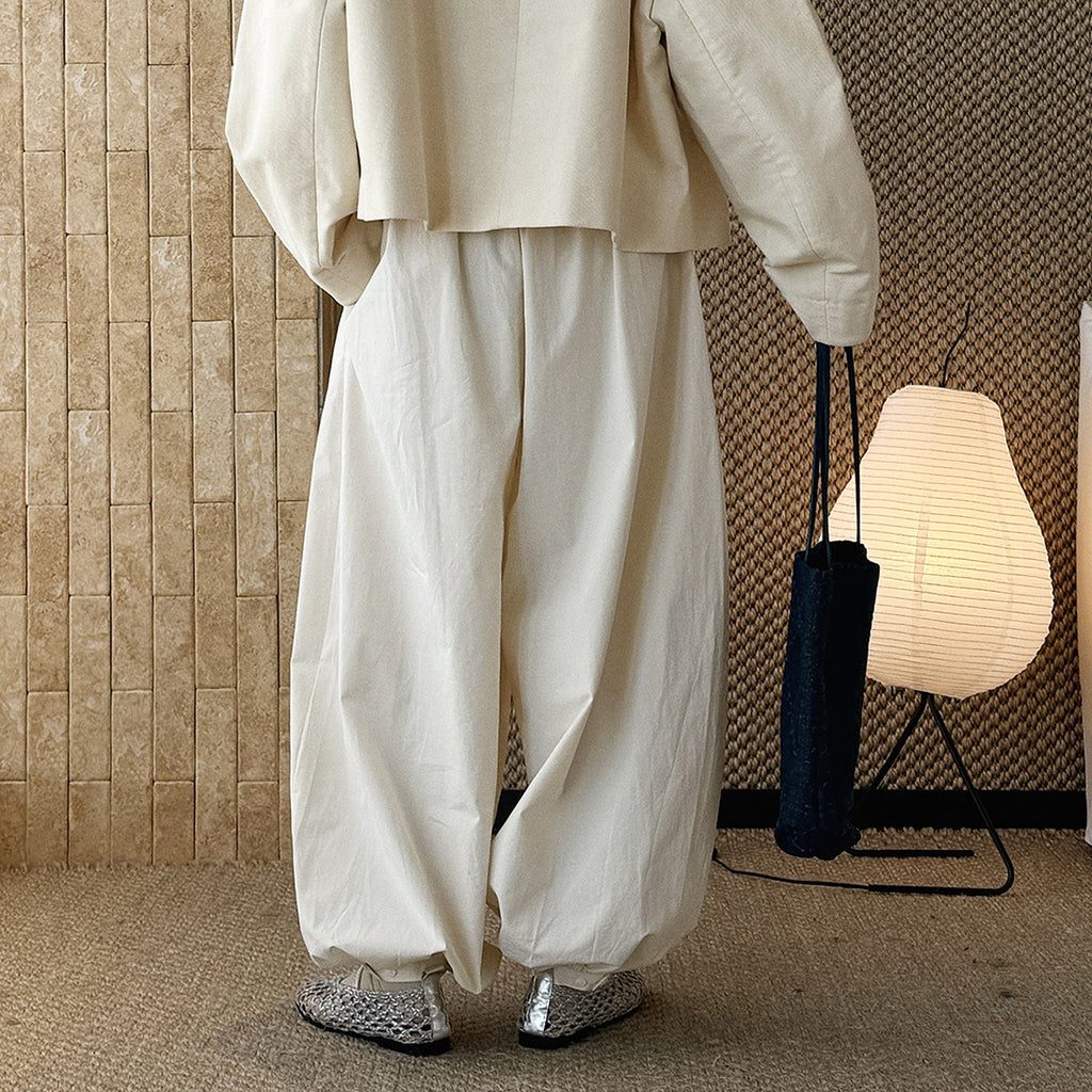 High waist cotton linen balloon pants loose casual wide leg trousers