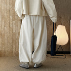 High waist cotton linen balloon pants loose casual wide leg trousers