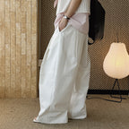 wide leg trousers women high waist loose draped straight pants