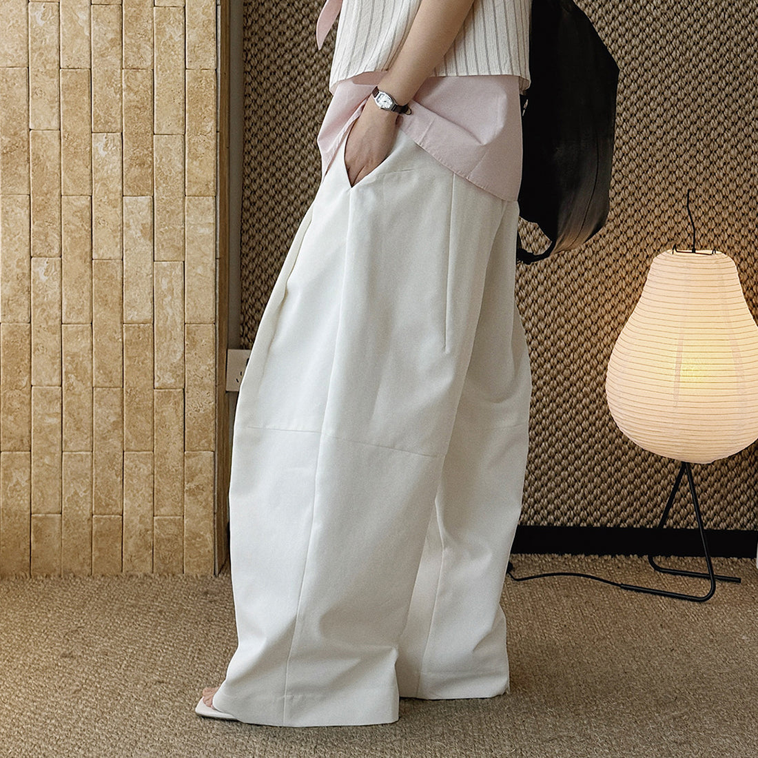 wide leg trousers women high waist loose draped straight pants