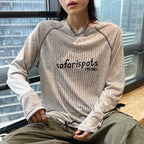 Striped contrasting letter printed T-shirt top