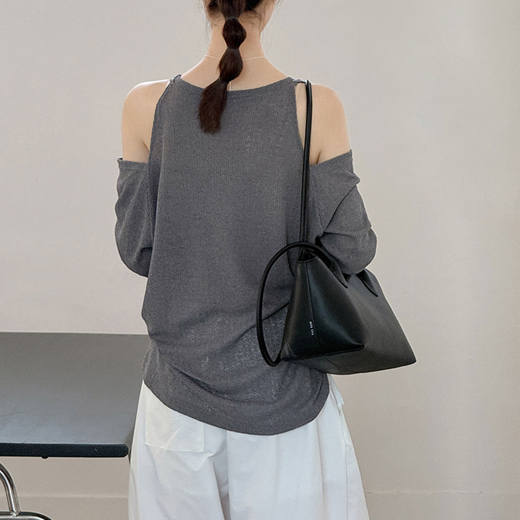 Women’s Off-Shoulder Knit Long-Sleeve Top