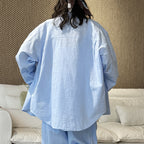 Cotton linen oversized shirt women breathable loose long sleeve casual blouse