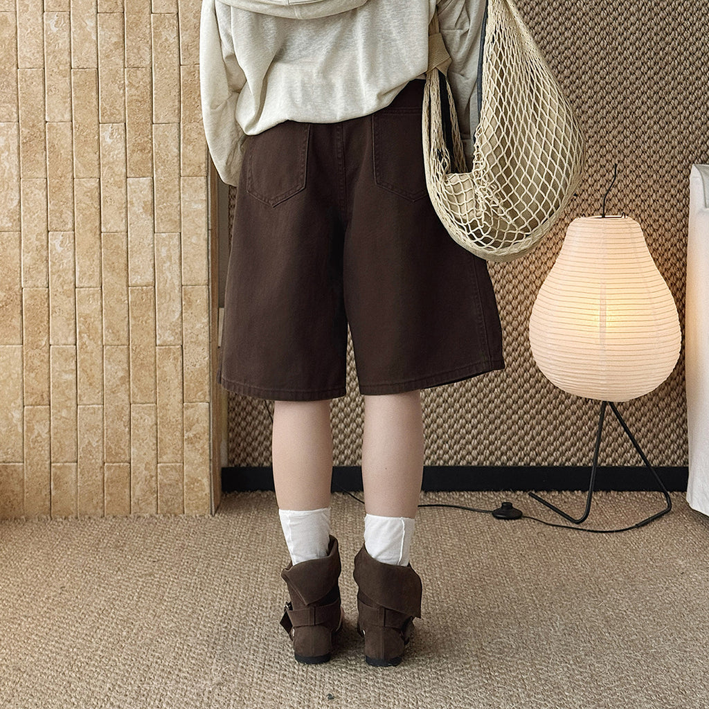 High Waist Loose Fit Denim Bermuda Shorts