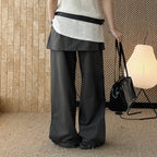 High-waisted Tencel cotton wide-leg pants in relaxed draped silhouette