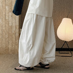 High waist cotton linen balloon pants loose casual wide leg trousers