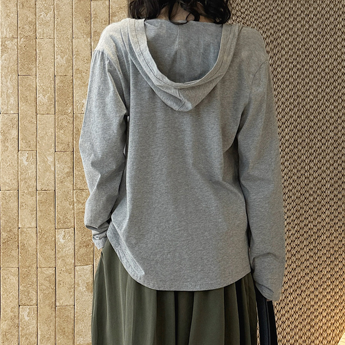Loose fit v neck long sleeve button shirt top