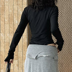 Slim fit stand collar zip long sleeve bodysuit