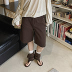 High Waist Loose Fit Denim Bermuda Shorts