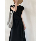 Women’s Knot-Waist Short-Sleeve Midi Dress