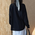 loose fit long sleeve t shirt basic cotton blend crew neck casual top