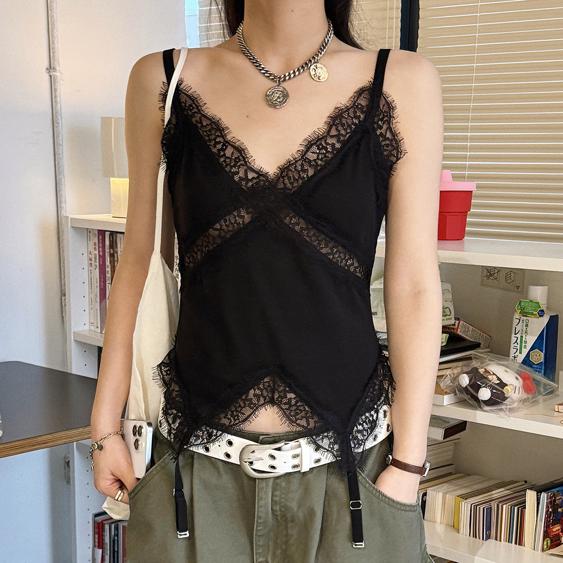 Women’s V-Neck Lace Deconstructed Camisole