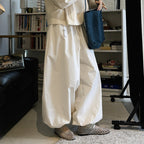 High waist cotton linen balloon pants loose casual wide leg trousers