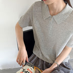 Women’s Half-Zip Hollow Knit Polo Top