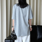 Round neck letter printed shoulder loose T-shirt top