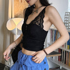 Women’s V-Neck Lace Camisole with Built-in Bra