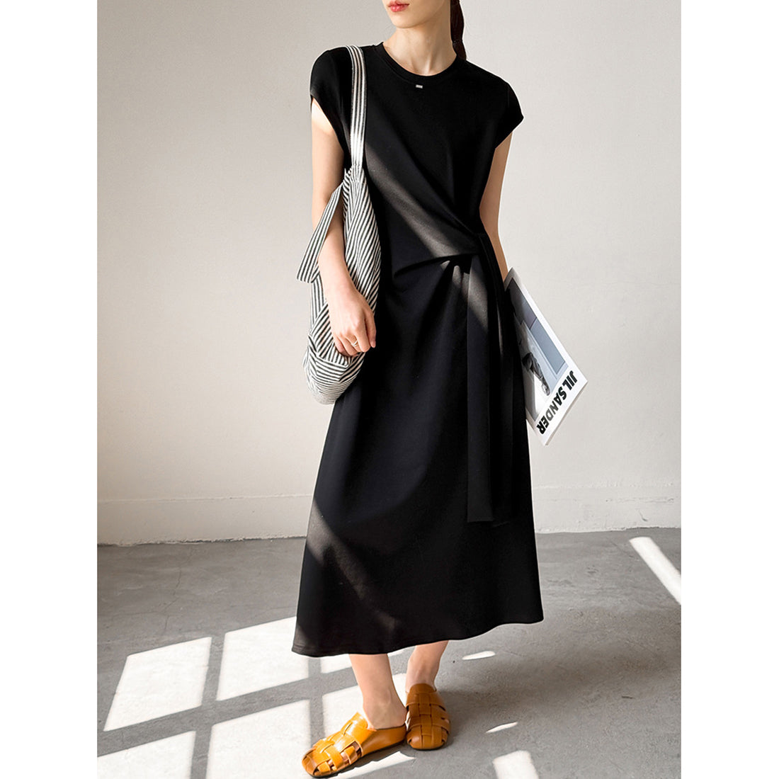 Women’s Knot-Waist Short-Sleeve Midi Dress