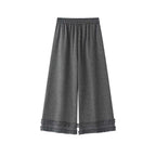 High waisted lotus leaf edge loose wide leg pants