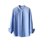 Wrinkled round neck long sleeved shirt
